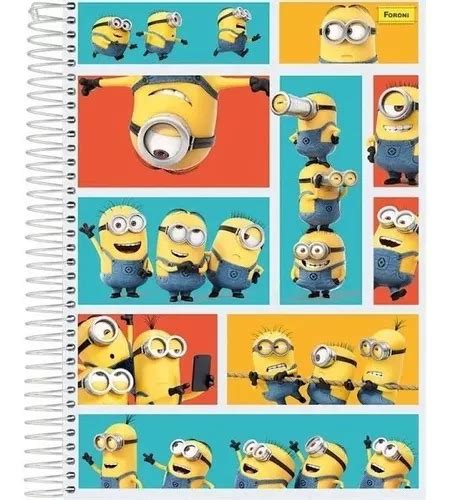 Caderno Minions M Folhas Capa Dura Espiral Adesivo