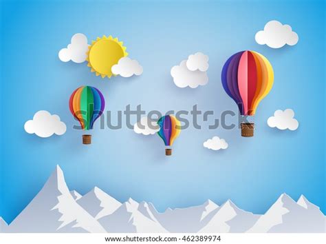 Origami Made Colorful Hot Air Balloon Stock Vector Royalty Free Shutterstock