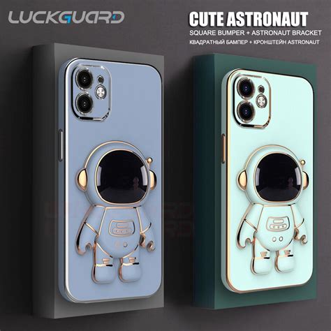 Cute D Astronaut Folding Stand Silicone Case For Iphone Pro