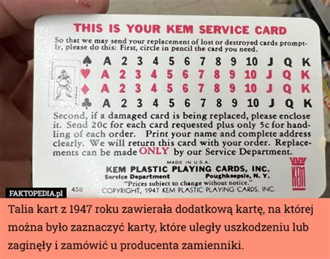 Talia Kart Z 1947 Roku Zawierała Dodatkową Kartę Na Której Można Było