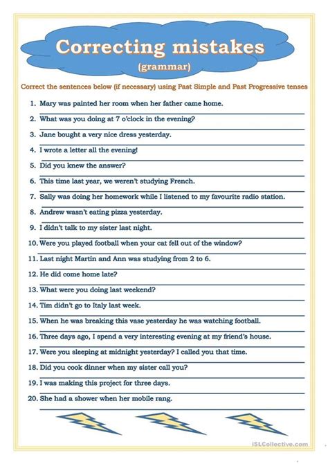 Fixing Grammar Mistakes Worksheet