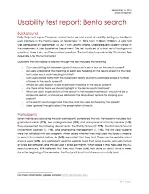 Fillable Online Usability Test Report Bento Search Fax Email Print