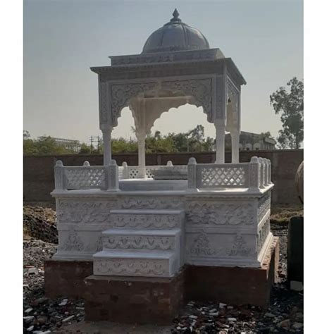 Square Carved Outdoor White Marble Temple For Worship Size X X