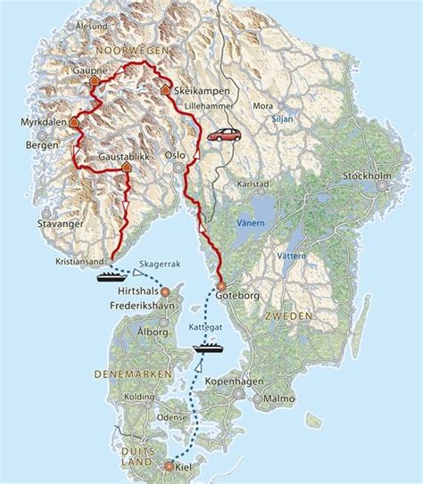 Routekaart Rondreis Noorwegen Noordkaap Motor Noorwegen Reizen Rondreis