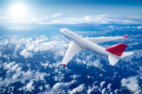 Airplane Flying Above Clouds Stock Illustration - Illustration of plane ...