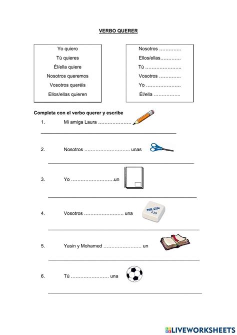 Verbo Querer Worksheet Workbook Google Classroom Teachers