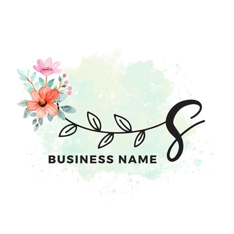 Logo Aquarelle Floral Moderne Lettre Initiale S Vecteur Premium