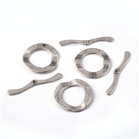 Sets Round Lead Free Cadmium Free Tibetan Silver Toggle Clasps Toggle