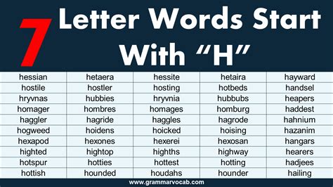 Seven Letter Words Starting With H Grammarvocab