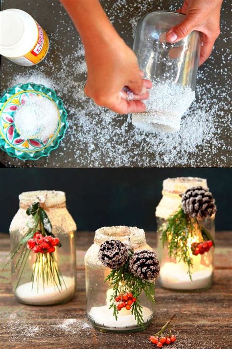 Snowcapped Pinecones Magnificent Mason Jar Christmas Decorations You