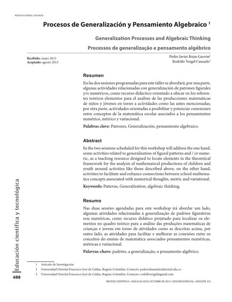 PDF Procesos de Generalización y Pensamiento Algebraico