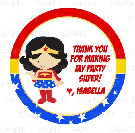 Printable Wonder Woman Party Favor Tags Etsy