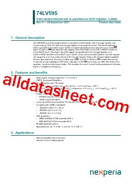 74LV595PW Datasheet PDF Nexperia B V All Rights Reserved