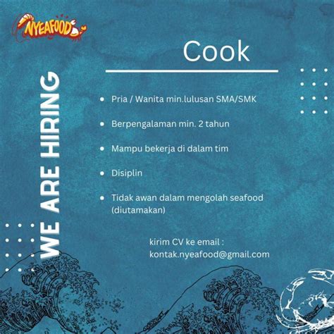 Lowongan Kerja Cook Di Nyeafood Lokersemar Id