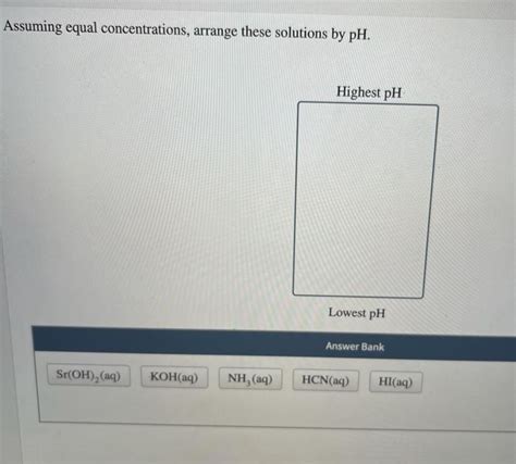 Solved Assuming Equal Concentrations Arrange These Chegg