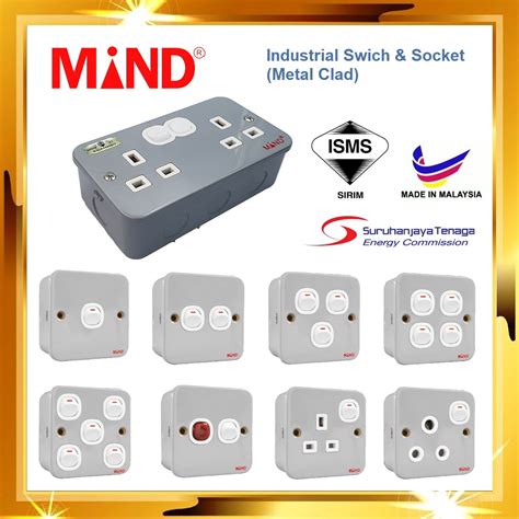 Mind 13a Industrial Switch Socket And Switch Suis Besi Metal Clad