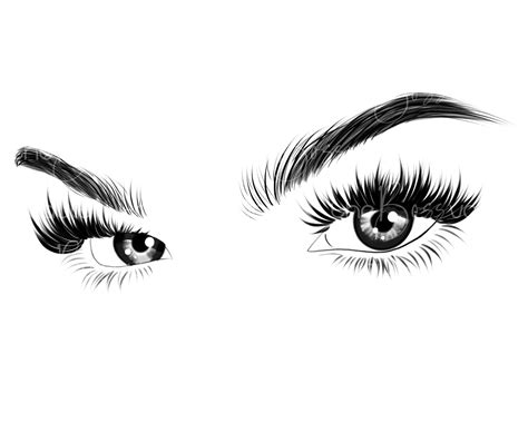 Lash Clipart Png 1 Piece Hand Drawn Lash Technician Extensions Etsy