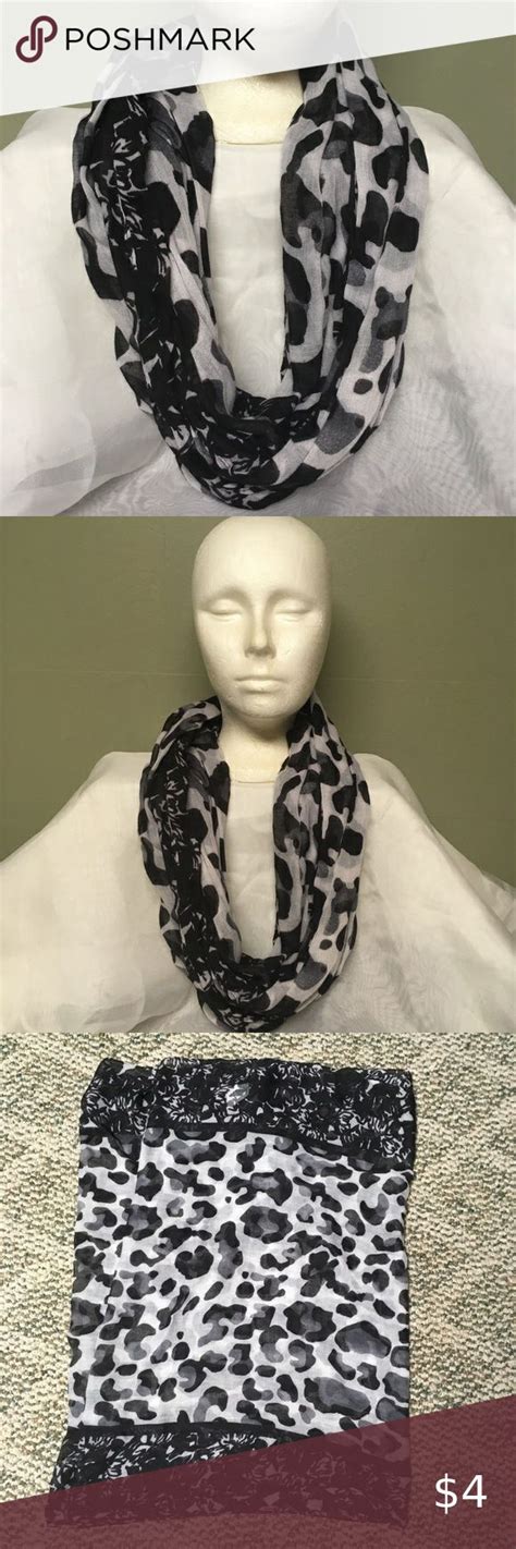 5 15 Casual BW Leopard Floral Infinity Scarf Casual Semi Sheer