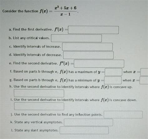 Solved Consider The Function F X X−1x2 5x 6 A Find The