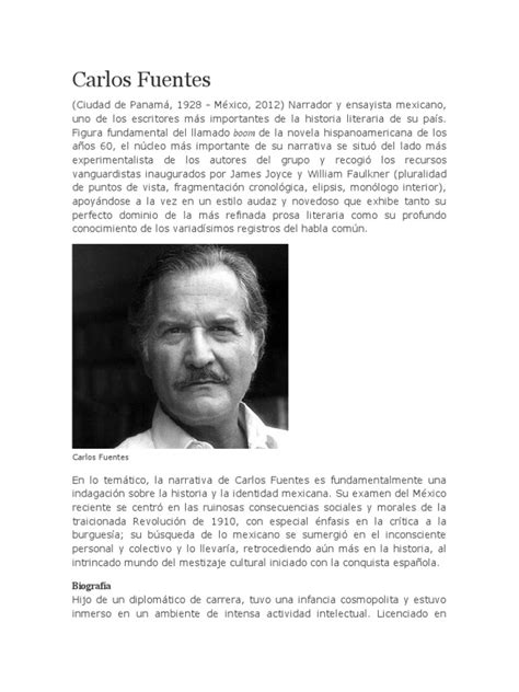 Carlos Fuentes Biografía Pdf Novelas James Joyce