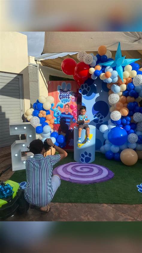 Blue clues party | Las pistas de blue, Decoración de fiesta, Decoración con globos