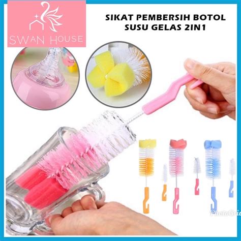 Jual Sikat Sponge Pembersih Dot Botol Bayi 2IN1 Sikat Pembersih Botol