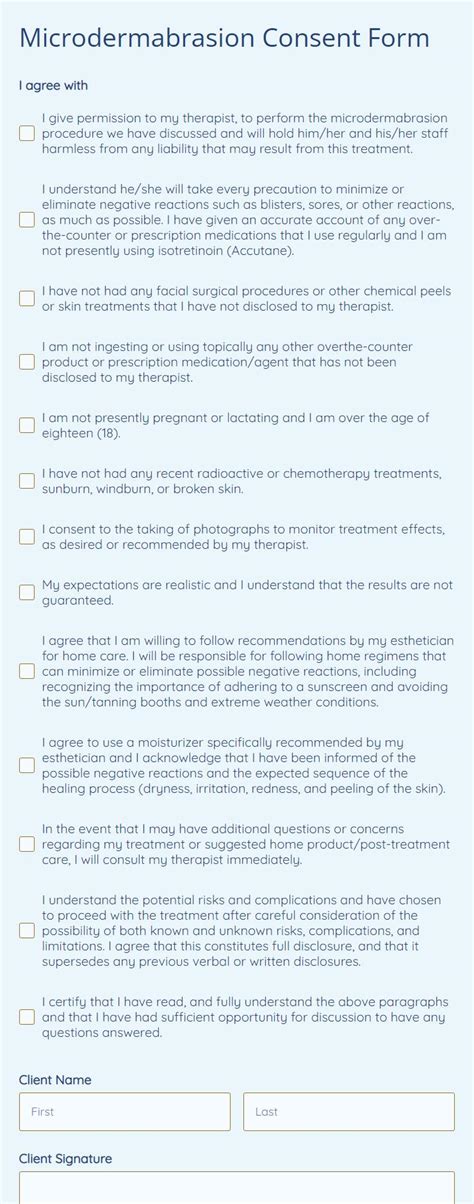 Free Microdermabrasion Consent Form Template