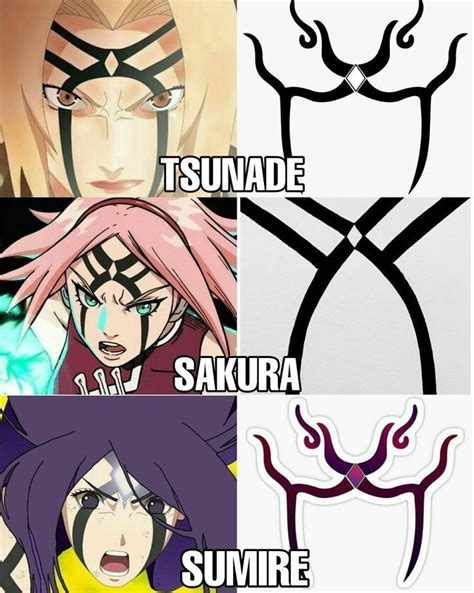 Four Different Anime Avatars With The Words Tsunade Sakra And Sumire