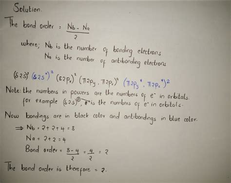 [solved] Calculate The Bond Order For An Ion With This Configuration 𝜎 Course Hero