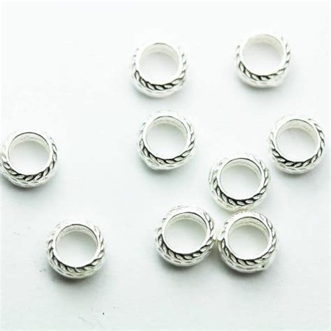 Big Hole Sterling Silver Spacer Beads Granulated Edges9mm X Etsy