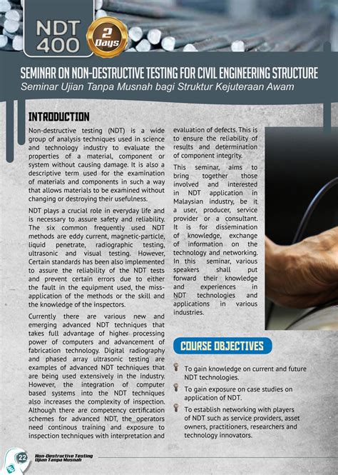 Ndt 400 Seminar On Non Destructive Testing For Civil Engineering