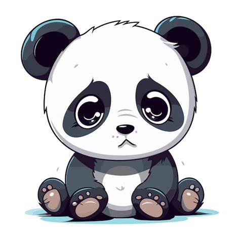 Lindo panda de dibujos animados sentado en el suelo Ilustración