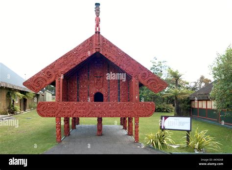 A Pataka (Store House), Maori Arts and Crafts Institute, Whakarewarewa, Rotorua, North Island ...