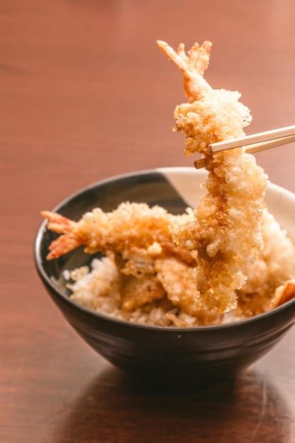 Premium Photo Tempura With Rice In A Bowl Japanese Food