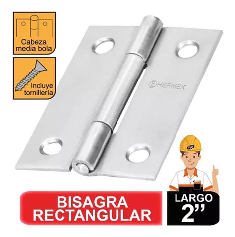 Bisagra Rectangular Acero Inoxidable Hermex