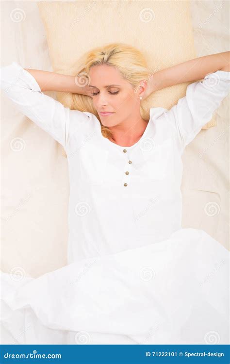 Mature Woman Relaxing In Bed Stock Image Image Of Domestic Mature