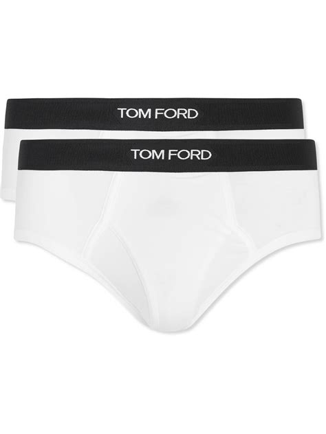 Tom Ford Two Pack Stretch Cotton And Modal Blend Briefs M White