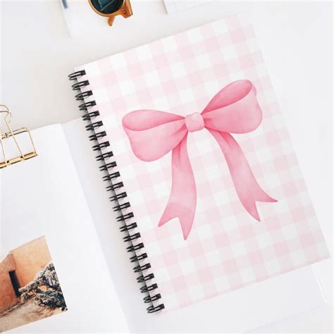 Pink Coquette Notebook Pink Bow Coquette Spiral Notebook Pink Gingham