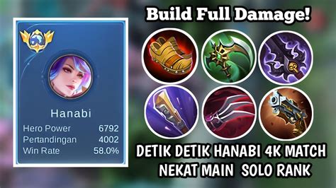 Detik Detik Hanabi Match Nekat Main Solo Rank Pakai Build Full