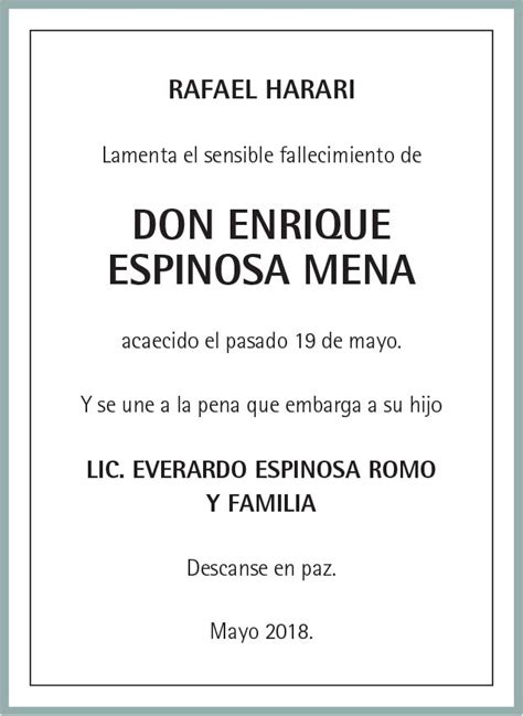 Se Or Enrique Espinosa Mena Obituario Esquela