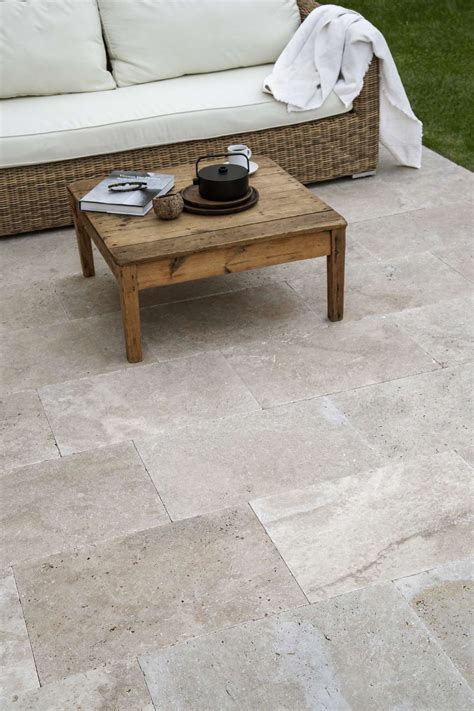 Terrassenplatten Travertin Tuscany Medium Getrommelt