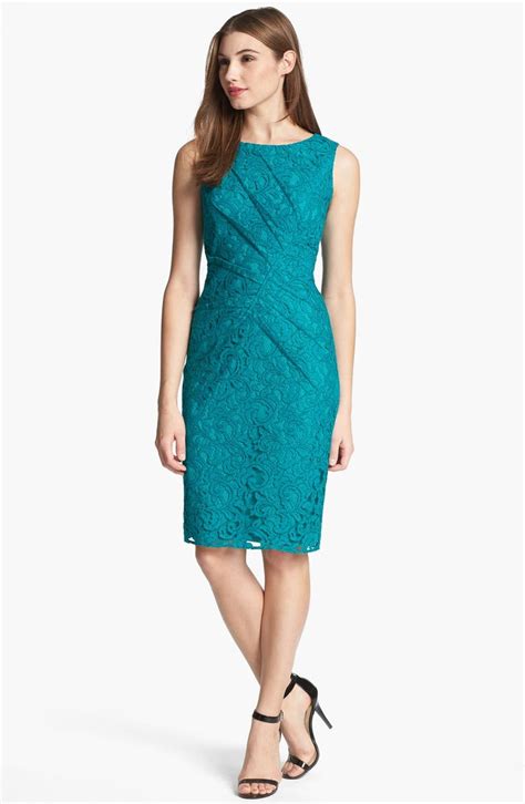 Adrianna Papell Sleeveless Pleated Lace Sheath Dress Nordstrom