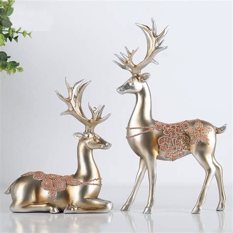 1 Pairs Resin Reindeer Ornaments Home Craft Decor Christmas Figurine