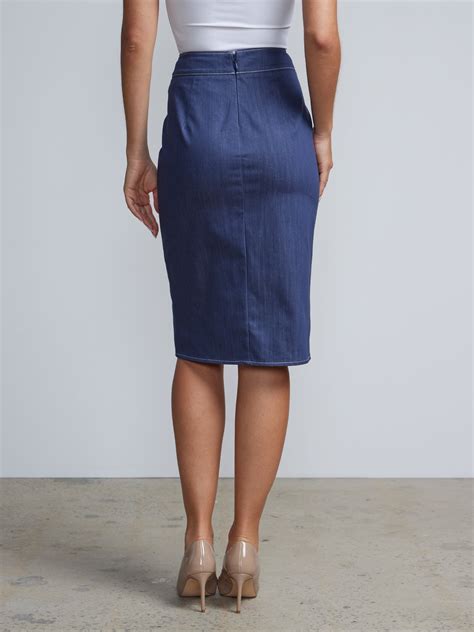 Front Slit Paige Denim Pencil Skirt New York And Company