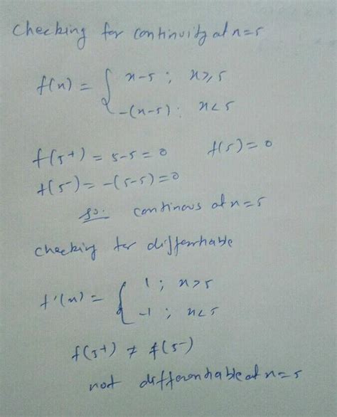 1291 Prove That F X X 5 Is Continuous But Not Not Olifferentiable X N 18