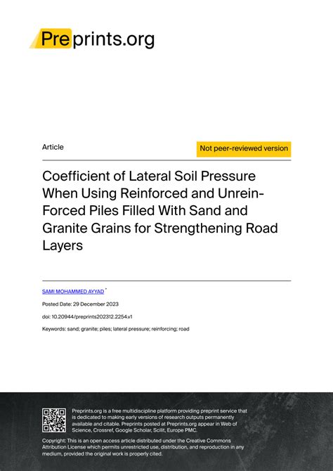 Pdf Coefficient Of Lateral Soil Pressure When Using Reinforced And