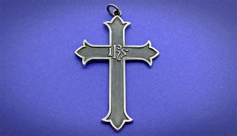 Retired James Avery Ihs Cross Pendant Sterling Silver Gem