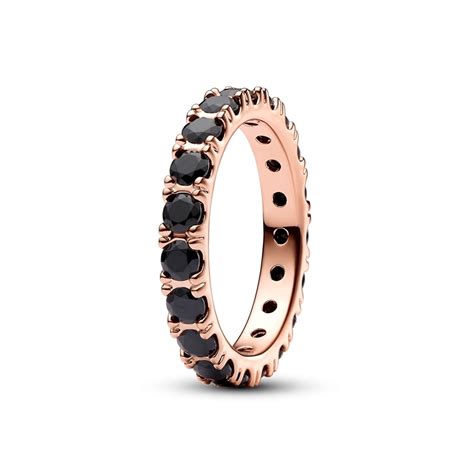 Pandora 14k Rose Gold Plated Black Sparkling Row Eternity Ring