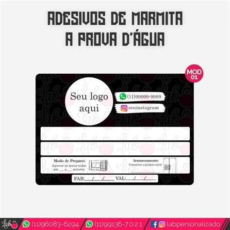 Adesivos Personalizado X Cm De Marmita Grande Prova De Gua X