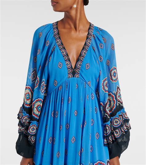 Anika Tiles Balloon Sleeve Maxi Dress In Blue Farm Rio Mytheresa